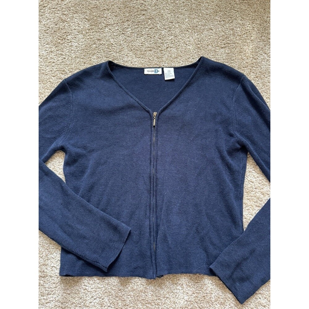 Paul Harris Women's Medium Navy Blue Sweater Gold Accent Classic Preppy Vintage